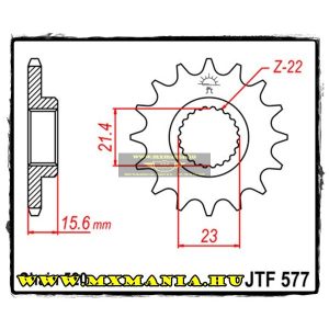 JT Sprockets első lánckerék, R 577, Yamaha SRX/TT/XT/SZR/XTZ, Muz Road