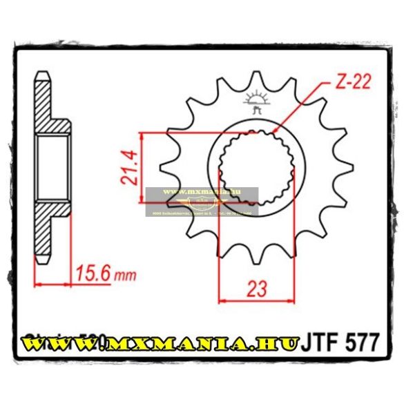 JT Sprockets első lánckerék, R 577, Yamaha SRX/TT/XT/SZR/XTZ, Muz Road