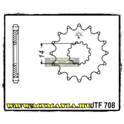   JT Sprockets első lánckerék, 708, Cagiva 50, Apriia Road 75 W4