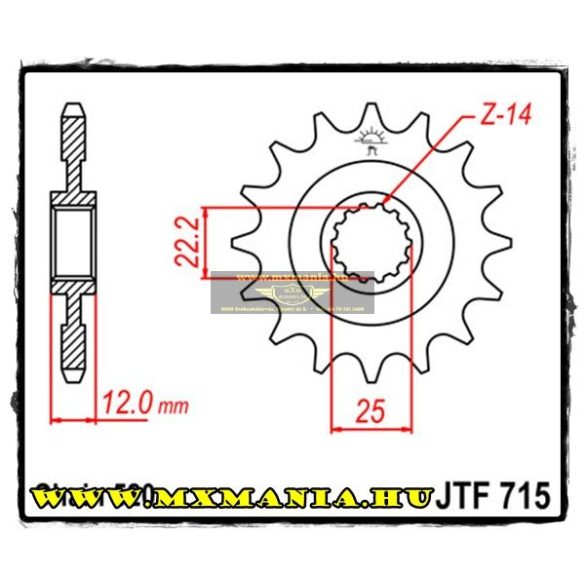 JT Sprockets első lánckerék, 715, Gas-Gas modellekhez