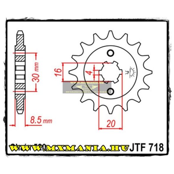 JT Sprockets első lánckerék, 718, Cagiva 125 WMX GP, Husqvarna125 CR/WR, 240WR Enduro