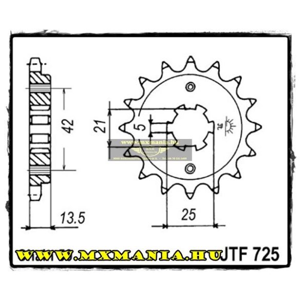 JT Sprockets első lánckerék, 725, Cagiva 350/650 és Ducati650/750 motorokhoz