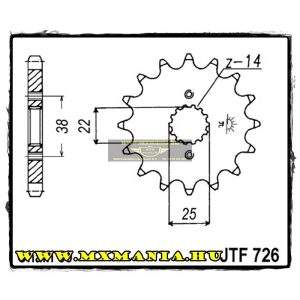 JT Sprockets első lánckerék, 726, Ducati 750 Indiana, Cagiva 750 Elefant Trail