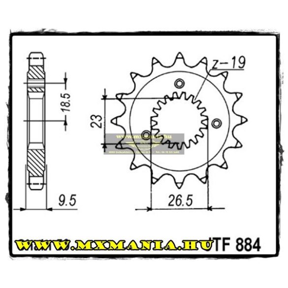 JT Sprockets első lánckerék, 884, Harley Davidson XLH