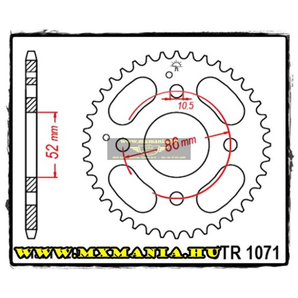 JT Sprockets hátsó lánckerék, 1071, Kymco AT