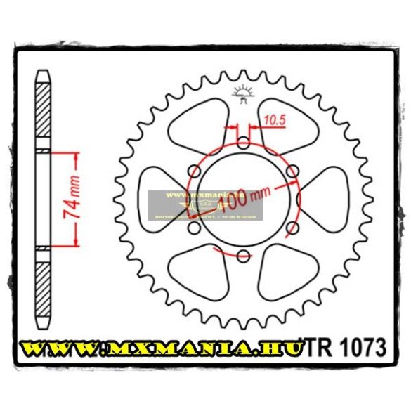 JT Sprockets hátsó lánckerék, 1073, Hyosung Road GV250