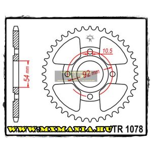 JT Sprockets hátsó lánckerék, 1078, Yamaha TZR, MBK Road 50 X-Power