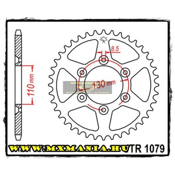 JT Sprockets hátsó lánckerék, 1079, CPI Road 50 SM, 62 fogas