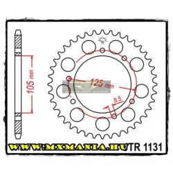   JT Sprockets hátsó lánckerék, 1131, Malaguti, Rieju, MBK, Yamaha, Motor Hispania, GasGas, Aprilia, Gilera, Derbi, 50
