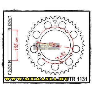 JT Sprockets hátsó lánckerék, 1131, Malaguti, Rieju, MBK, Yamaha, Motor Hispania, GasGas, Aprilia, Gilera, Derbi, 50