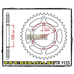   JT Sprockets hátsó lánckerék, 1133, Motor Hispania Road, Aprilia Road, Derbi Road, Peugeot Road