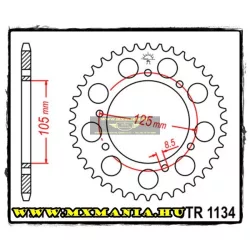   JT Sprockets hátsó lánckerék, 1134, Derbi Road, Malaguti Road, Peugeot Road, Rieju Road, Yamaha Road