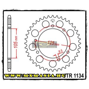 JT Sprockets hátsó lánckerék, 1134, Derbi Road, Malaguti Road, Peugeot Road, Rieju Road, Yamaha Road