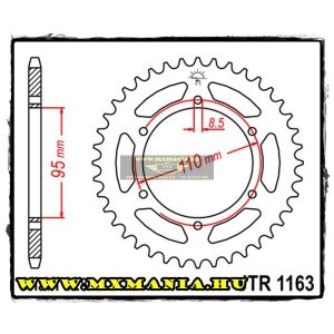JT Sprockets hátsó lánckerék, 1163, Cagiva Road 125