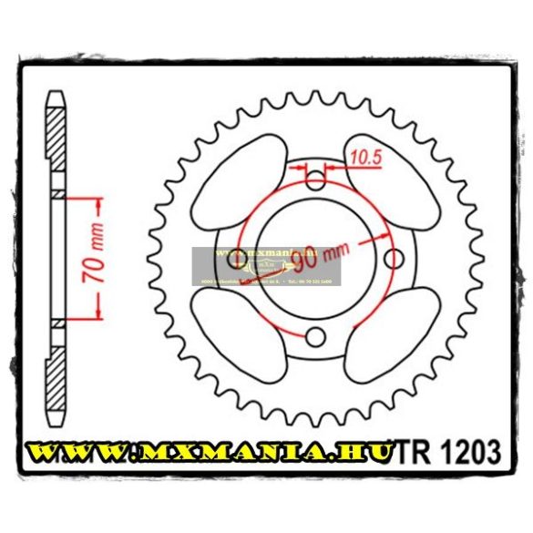 JT Sprockets hátsó lánckerék, 1203, Honda Road C50 Cub