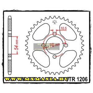 JT Sprockets hátsó lánckerék, 1206, Honda Road CBR125 R, Kymco Road 125 STR