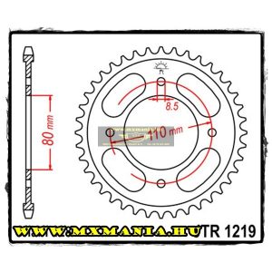 JT Sprockets hátsó lánckerék, 1219, Honda CBF125