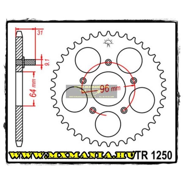 JT Sprockets hátsó lánckerék, 1250, Honda NX