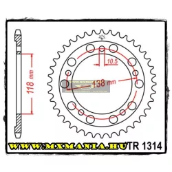 JT Sprockets hátsó lánckerék, 1314, Honda Road CBR400
