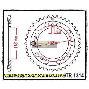 JT Sprockets hátsó lánckerék, 1314, Honda Road CBR400