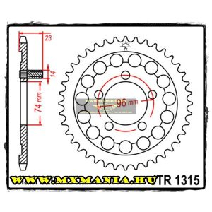 JT Sprockets hátsó lánckerék, 1315, Honda Road NSR250