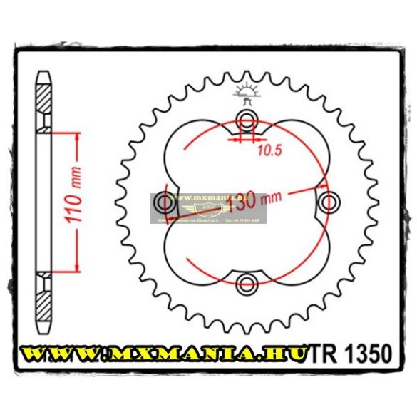 JT Sprockets hátsó lánckerék, 1350, Honda ATV TRX/ATC