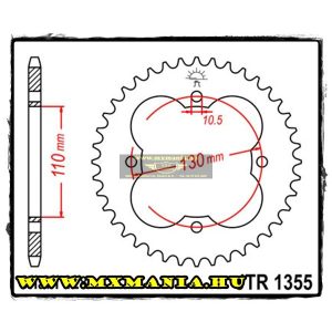 JT Sprockets hátsó lánckerék, 1355, Honda ATV TRX