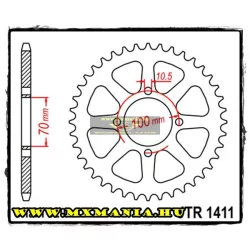 JT Sprockets hátsó lánckerék, 1411, Kawasaki ATV KLT