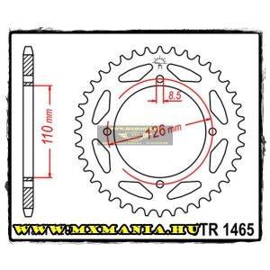 JT Sprockets hátsó lánckerék, 1465, Kawasaki Off Road KX65, Suzuki RM65