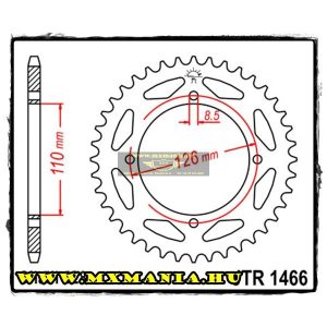 JT Sprockets hátsó lánckerék, 1466, Kawasaki Road KLX125/KX65 Suzuki RM65