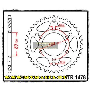 JT Sprockets hátsó lánckerék, 1478, Polaris ATV, Kawasaki ATV, Kawasaki Road, 