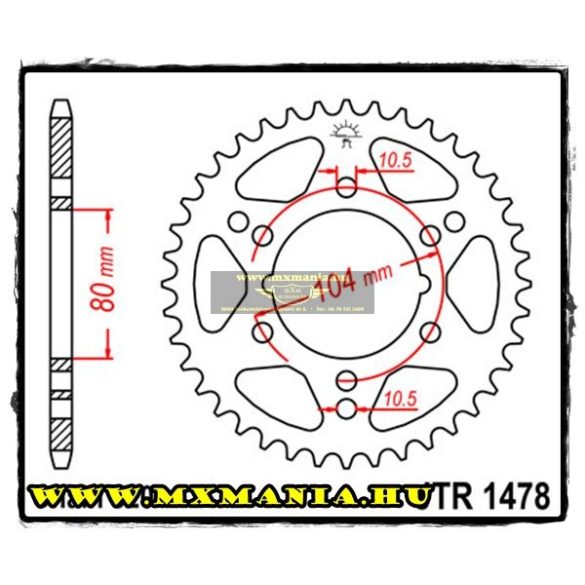 JT Sprockets hátsó lánckerék, 1478, Polaris ATV, Kawasaki ATV, Kawasaki Road, 