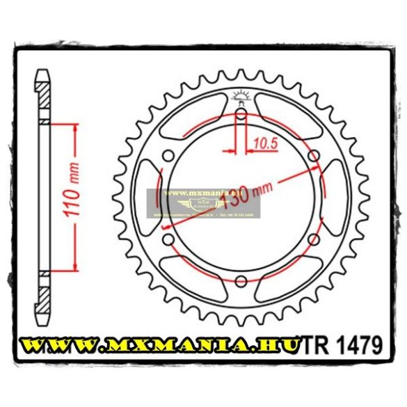 JT Sprockets hátsó lánckerék, 1479, Yamaha Road YZF R1