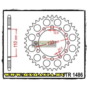 JT Sprockets hátsó lánckerék, 1486, Honda-Kawasaki-Yamaha motorokhoz