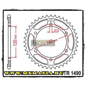 JT Sprockets hátsó lánckerék, 1490, Kawasaki-Honda-Suzuki utcai motorokhoz