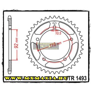 JT Sprockets hátsó lánckerék, 1493, Kawasaki Road ZX-14/ZZR1400