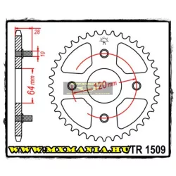 JT Sprockets hátsó lánckerék, 1509, Honda Road AX 1