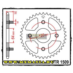 JT Sprockets hátsó lánckerék, 1509, Honda Road AX 1