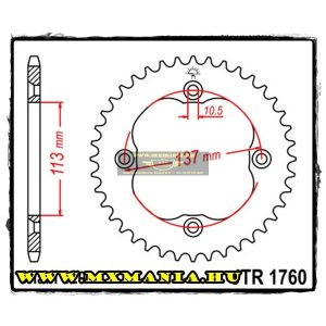 JT Sprockets hátsó lánckerék, 1760, Suzuki ATV LT-R450/LT-Z400