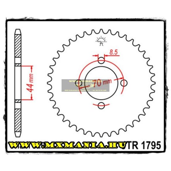 JT Sprockets hátsó lánckerék, 1795, Kawasaki ATV KSF80, Suzuki ATV LT80