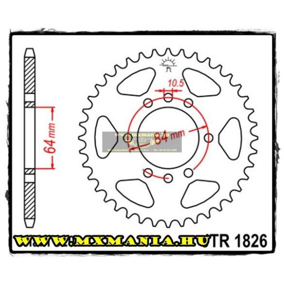 JT Sprockets hátsó lánckerék, 1826, Suzuki ATV, Kawasaki ATV