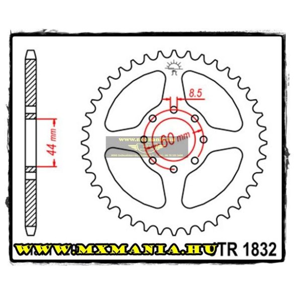 JT Sprockets hátsó lánckerék, 1832, Yamaha Road DT50 R