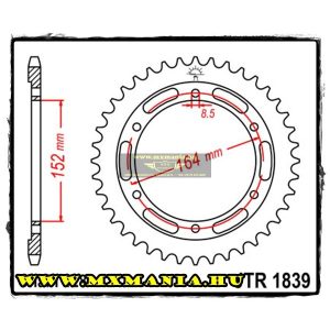 JT Sprockets hátsó lánckerék, 1839, Yamaha Road SR400-500