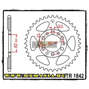 JT Sprockets hátsó lánckerék, 1842, Yamaha Road és OffRoad motorokhoz