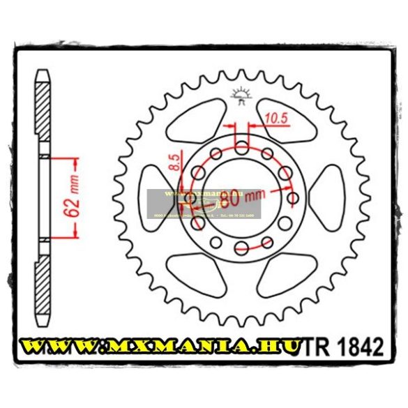 JT Sprockets hátsó lánckerék, 1842, Yamaha Road és OffRoad motorokhoz