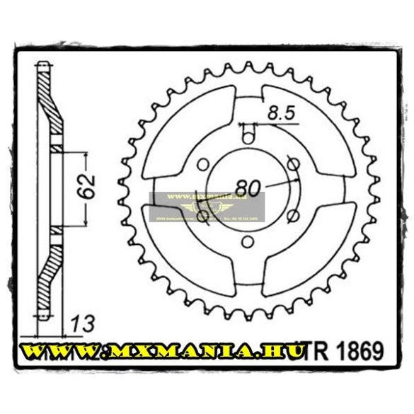 JT Sprockets hátsó lánckerék, 1869, Yamaha XT225