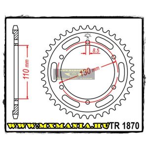 JT Sprockets hátsó lánckerék, 1870, Yamaha Road YBR250,Yamaha Road TZR125R