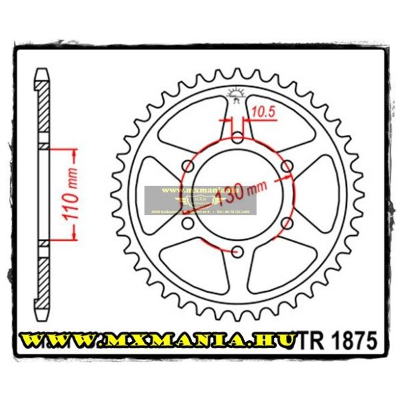 JT Sprockets hátsó lánckerék, 1875, Yamaha Road YZF-R6