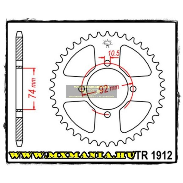 JT Sprockets hátsó lánckerék, 1912, Yamaha ATV YTM200