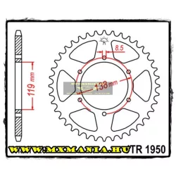 JT Sprockets hátsó lánckerék, 1950, Husaberg Off Road